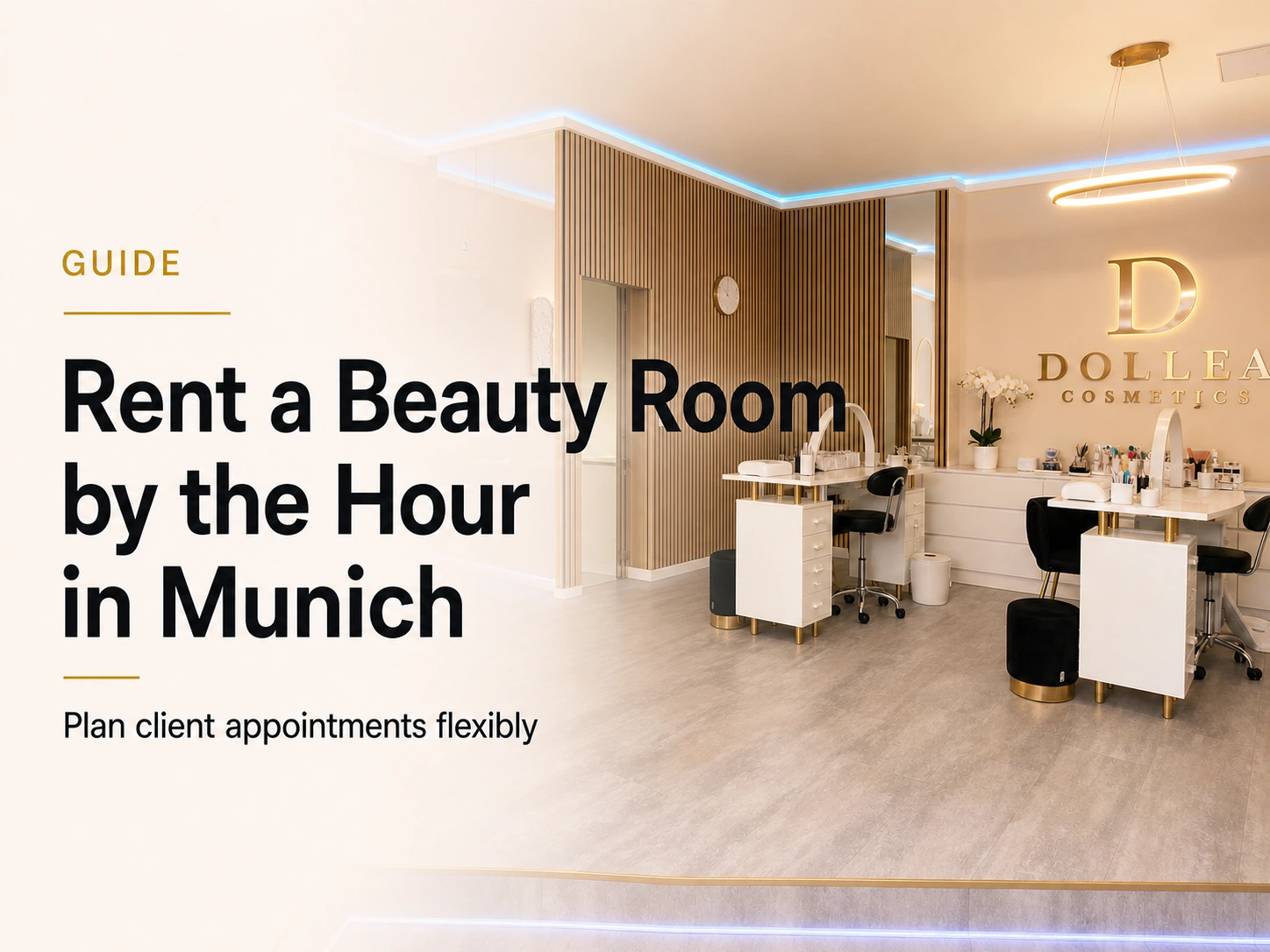 Dollea Beauty Coworking room hero image for renting a beauty room by the hour in Munich and planning client appointments