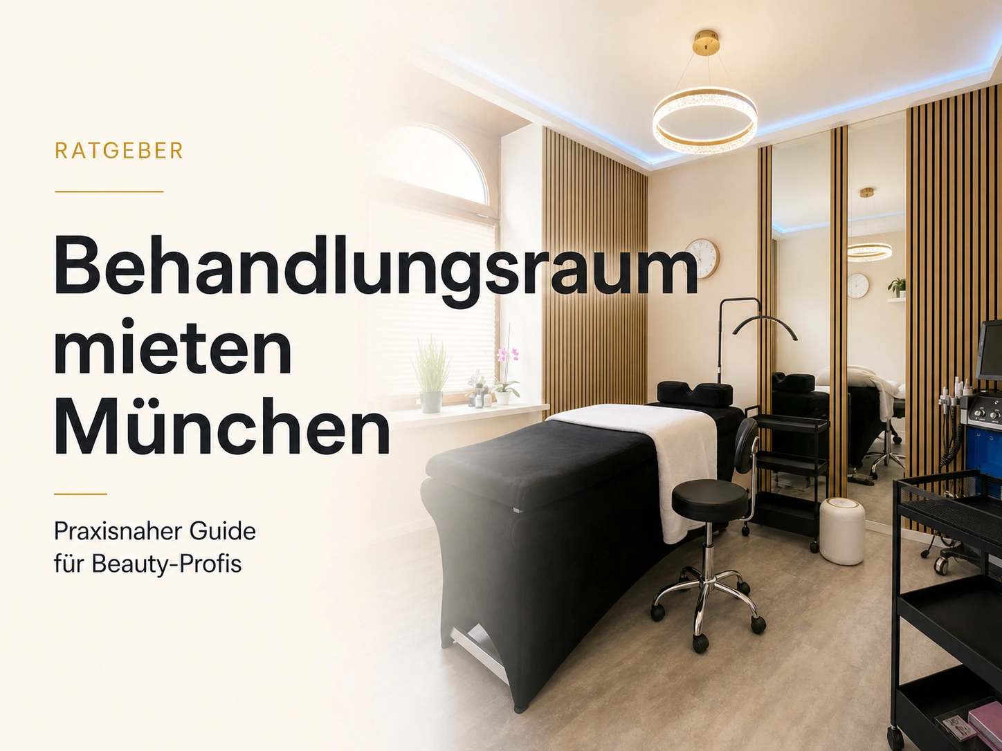 Heller Dollea Behandlungsraum in München mit Liege und Titel Behandlungsraum mieten München für Beauty-Profis