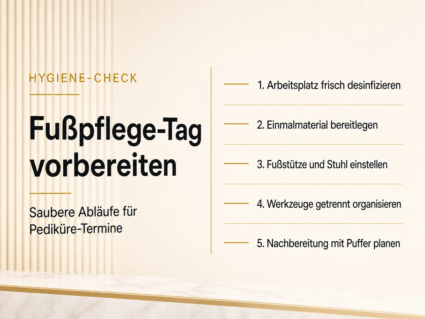 Hygiene-Checkliste für einen Fußpflege-Tag mit Pediküre-Terminen im Beauty Coworking