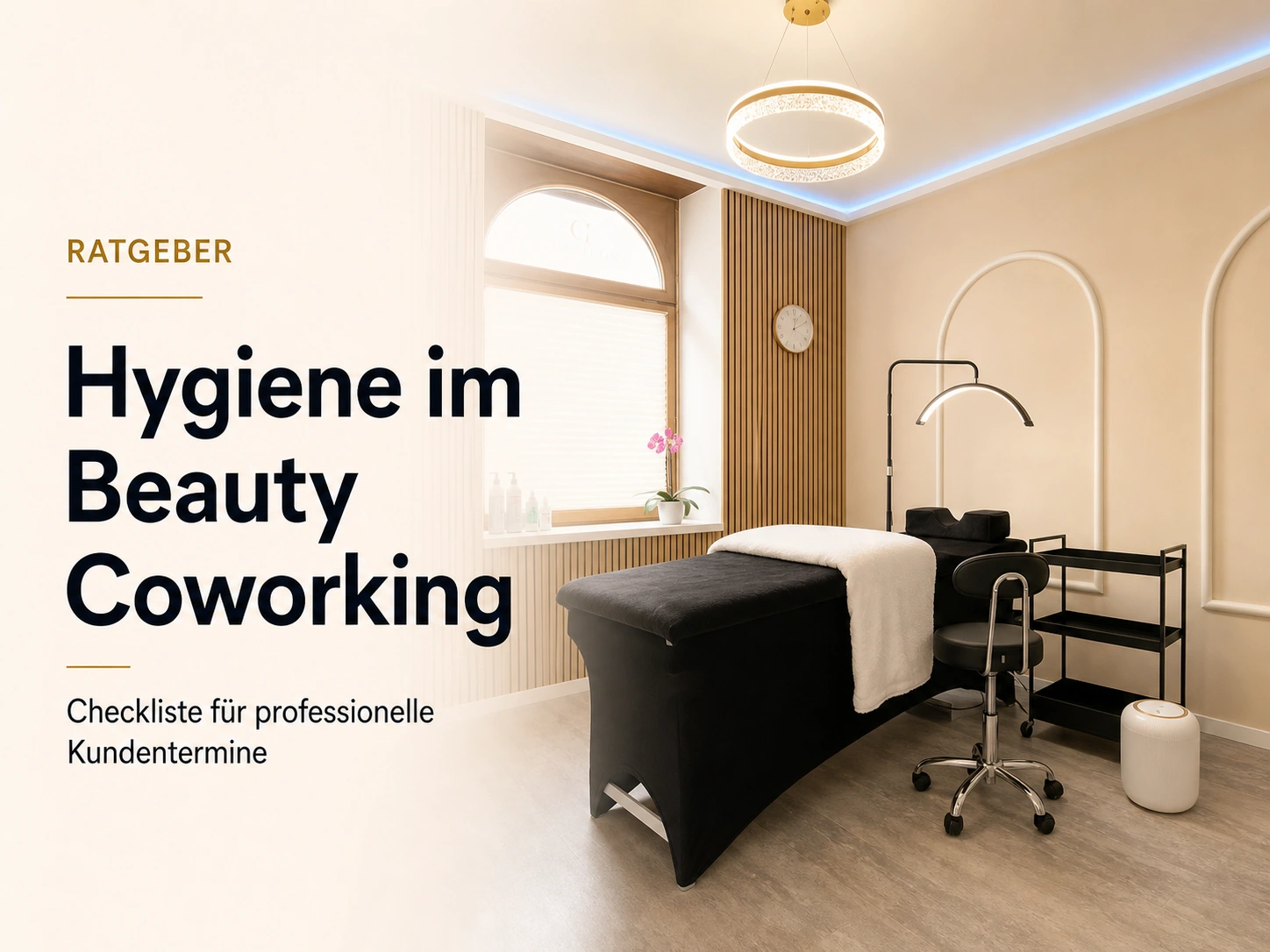 Dollea Beauty Coworking in München mit Kosmetikliege und Titel Hygiene im Beauty Coworking